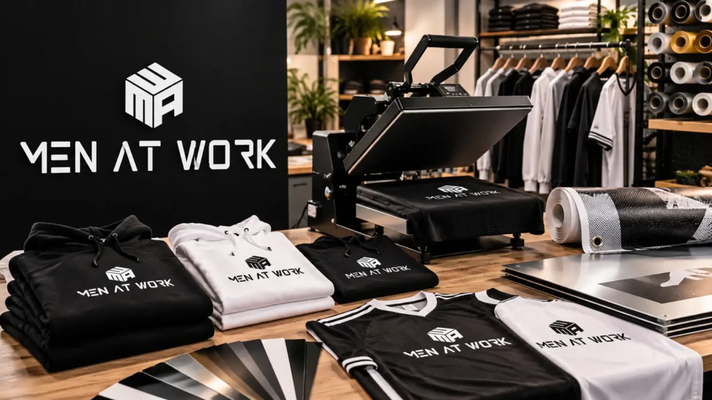 Men at Work 24 reklamna štampa, tekstilna dorada i merchandise